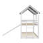 Lit superposé simple au-dessus d'un lit simple de style maison avec glissade et fenêtre