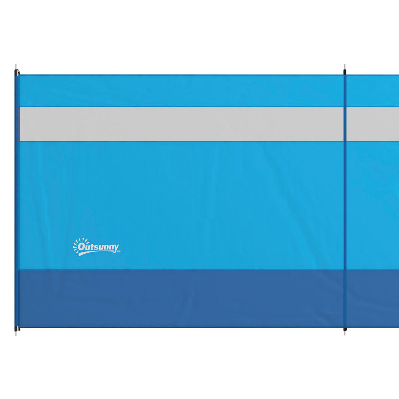 Outsunny Camping Windbreak 5 Pole for Beach Caravan 725 x 140cm, Blue