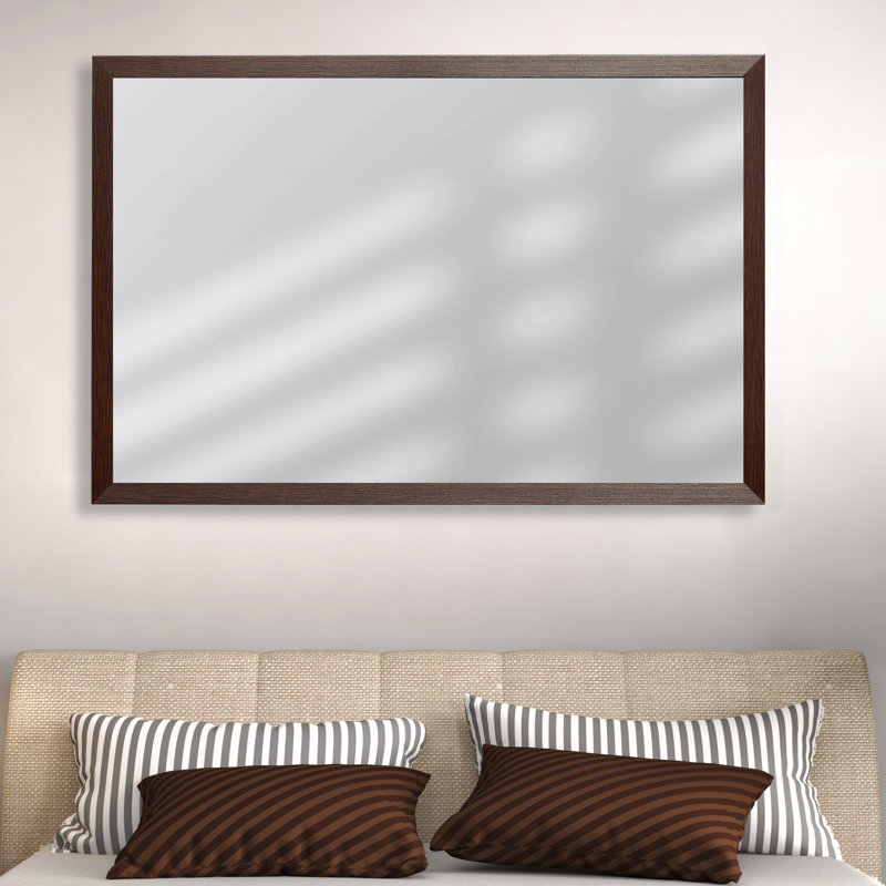Wood Framed Mirror with Safety Backing Ideal for Bathroom / Vanity Mirror Ellis Collection, 24" x 28", Espresso Textured