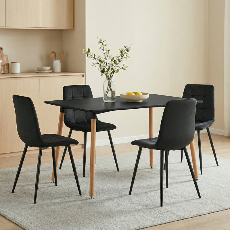 4 - Person Dining Set, Black, Black