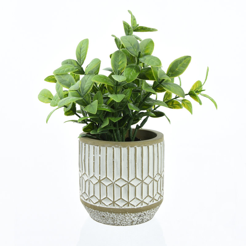 22.5cm Faux Foliage Plant in Porcelain Pot