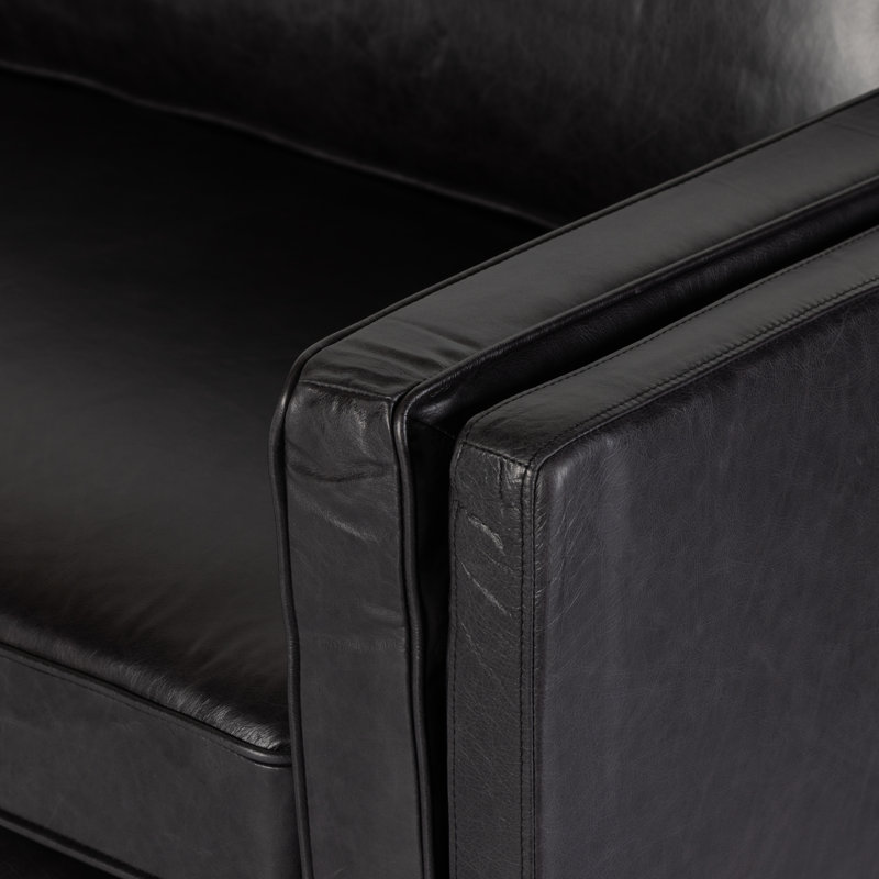 Emery Genuine Leather 84" Square Arm Sofa, Sonoma Black Genuine Leather