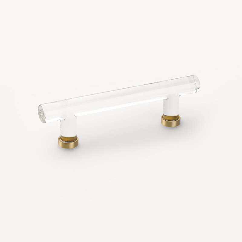Modern Glass Bar Bar / Handle Pull, Satin Brass