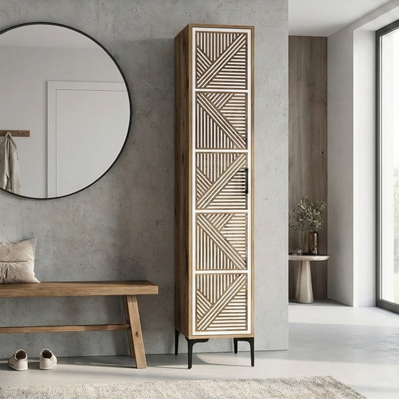 6,6 pi Grande armoire de salle de bain à motif, Noyer blanc