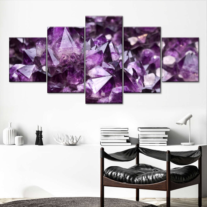 Reproduction d'art sur toile mauve avec améthyste mauve, H 12 po x l 29 po x P 1 po