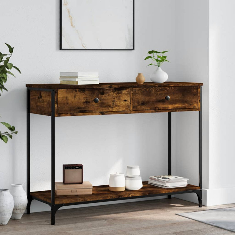 Console Table, 75cm H x 100cm W x 34.5cm D, Smoked Oak