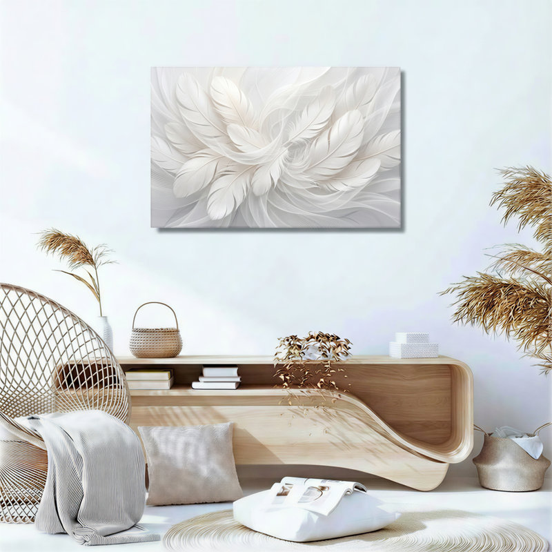 Ensemble de 1 tableau sur toile « Plumes », 36"H x 48"W, Toile tendue