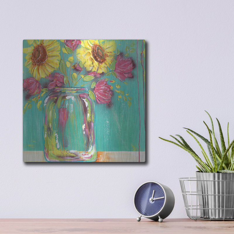 «Mason Jar Flowers» par Estelle Grengs, H 12 po x l 12 po 