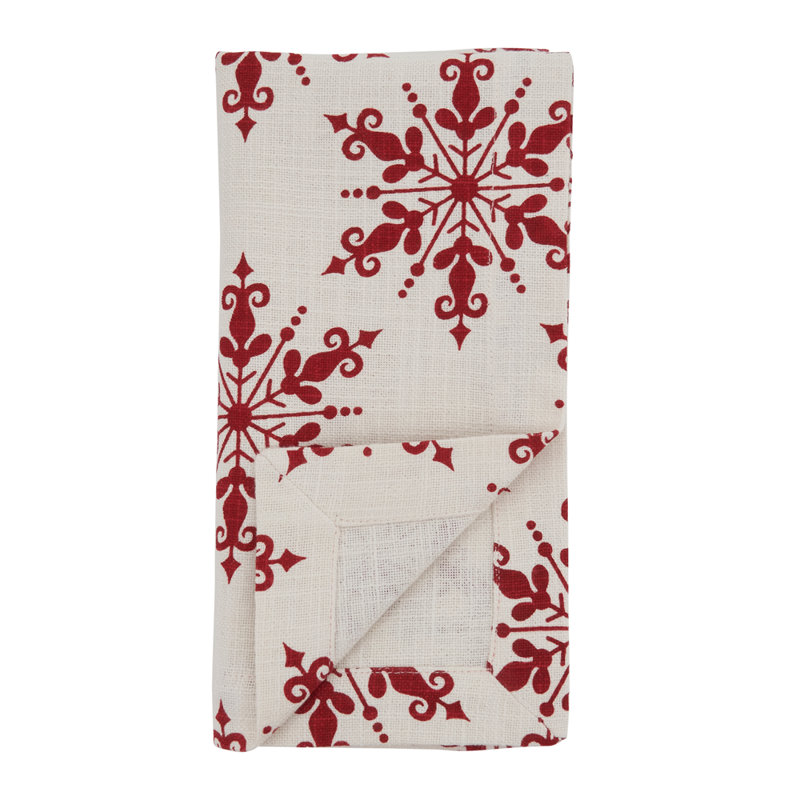 Ensemble de 4 serviettes de table en tissu de coton rouge flocon de neige l 20 po x L 20 po