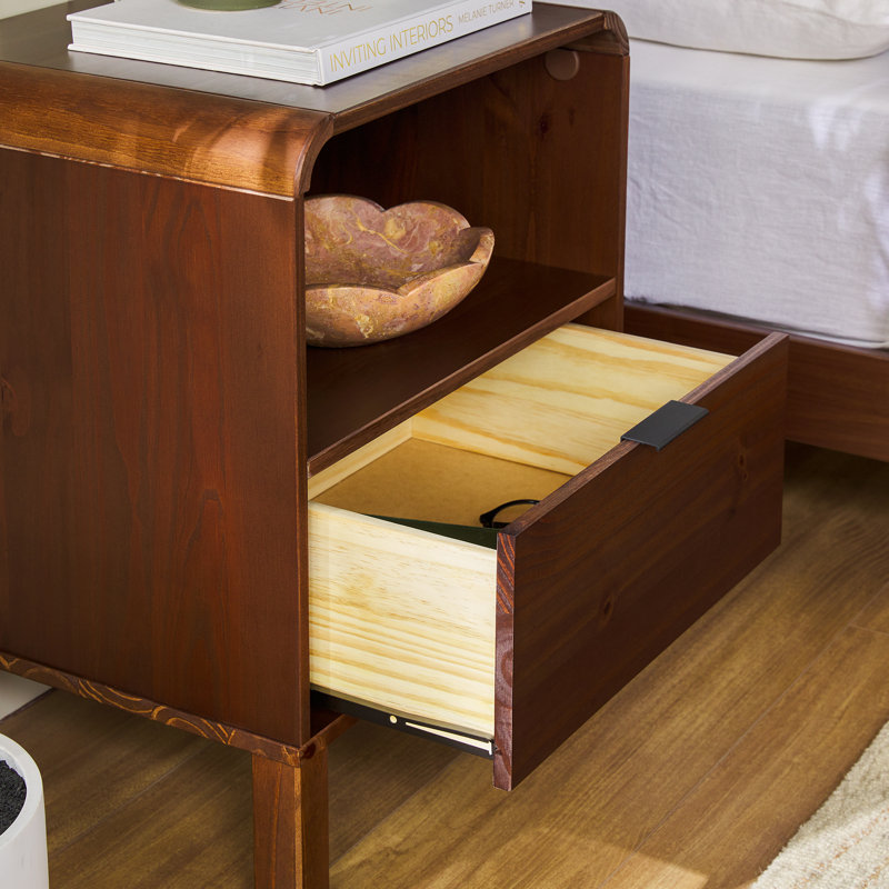 Asho 1-Drawer Solid Wood Nightstand