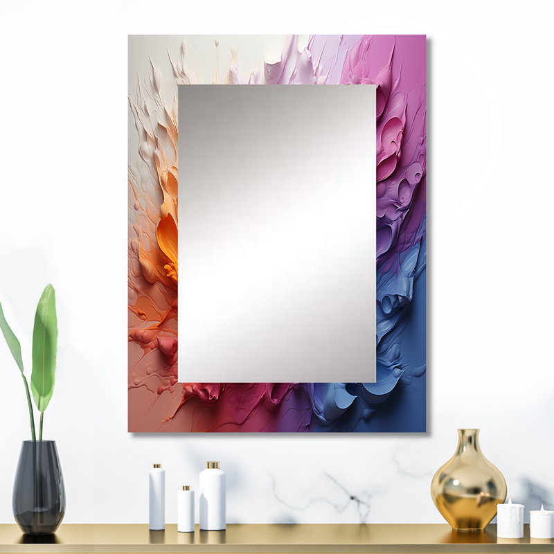 Colourful White Rainbow spiral I - miroir mural décoratif arc-en-ciel, miroir traditionnel, impression sur métal