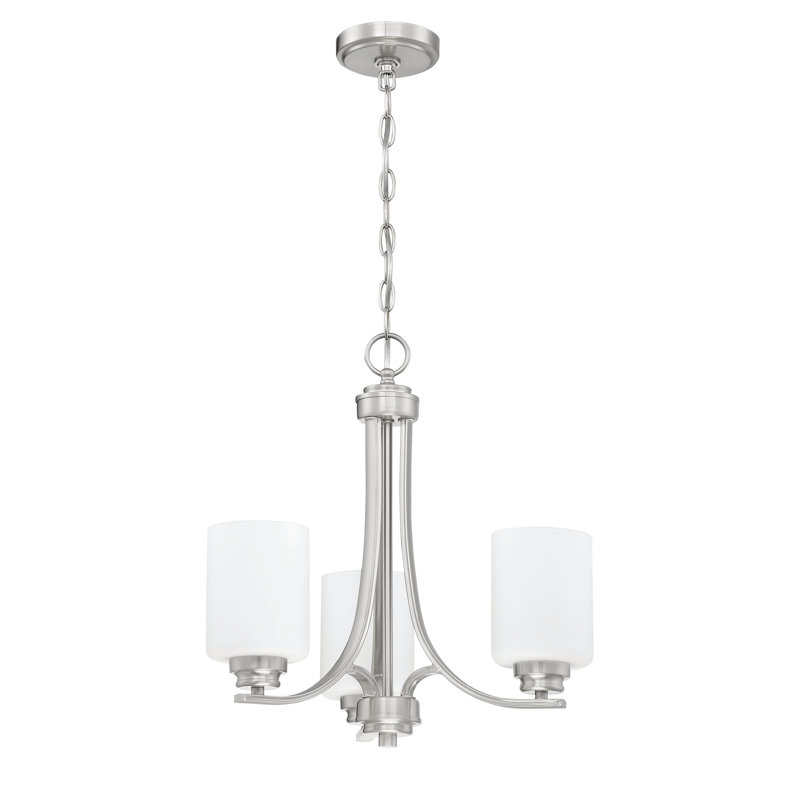Lustre Empire à 3 lumières Stadium, Nickel poli brossé, Blanc givré