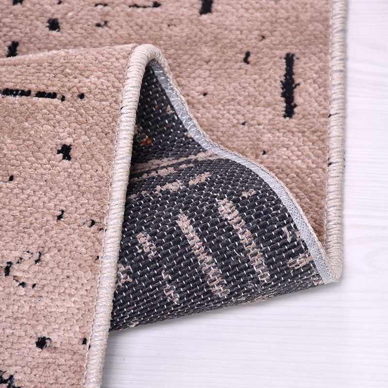 Vena Scandinavian Pattern Non-Slip Base Machine-Made Rug in Beige, Rectangle 3'3" x 4'11"