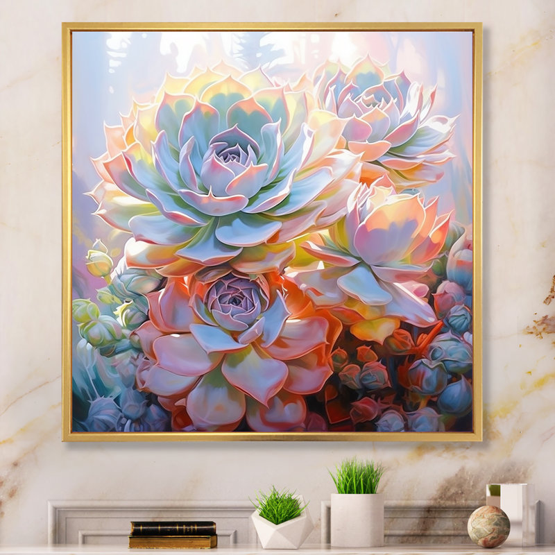Fleurs délicates et tendres pastels tendres I, H 36 po x l 36 po x P 1,5 po, Cadre flottant doré