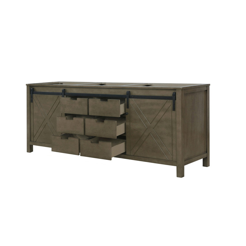 Meuble-lavabo double rustique brun 84 po X P 22 po D, Brun rustique
