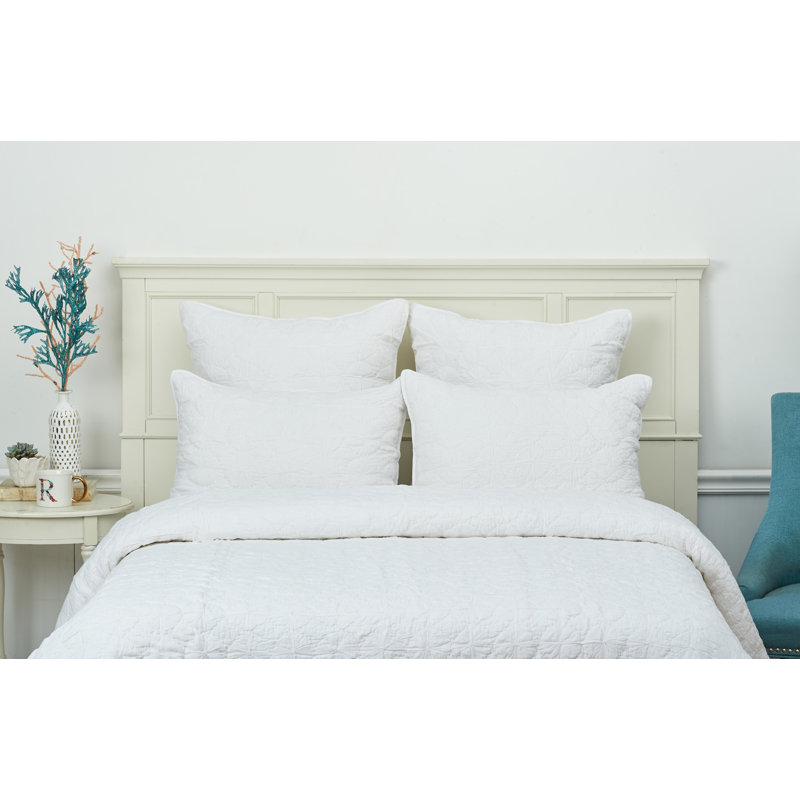 Courtepointe réversible en coton Melody, Courtepointe simple, Blanc