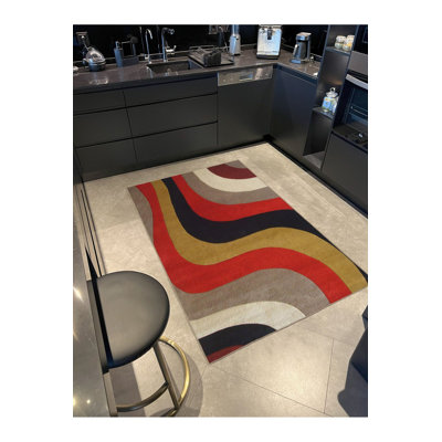 Tapis tissé à motifs multicolores Wavy