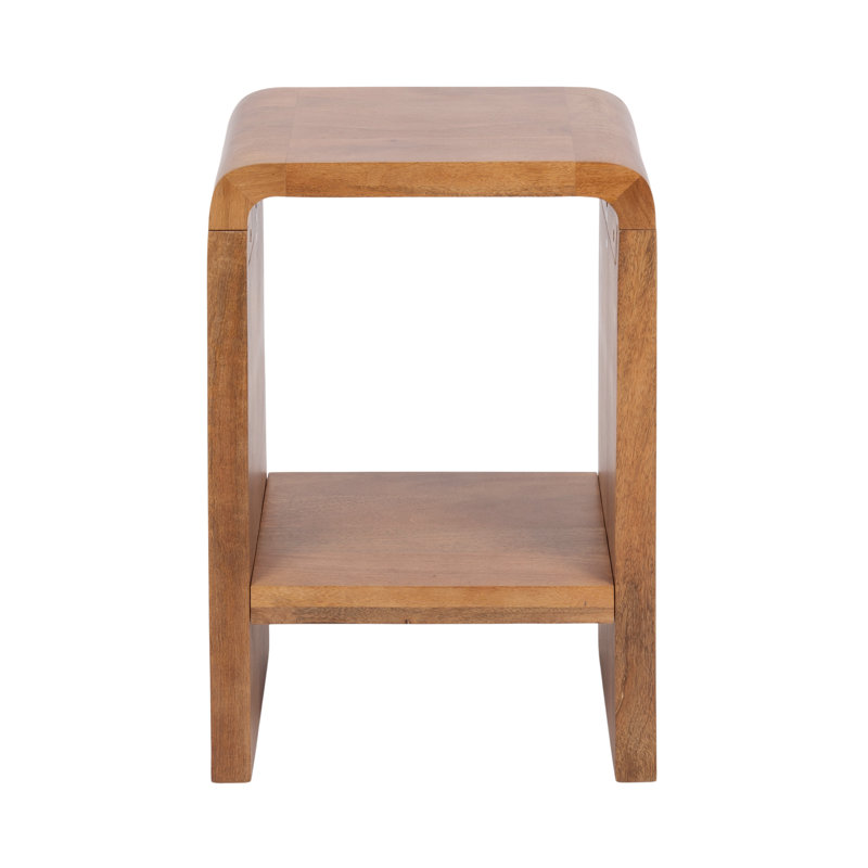 Ladessa Solid Wood 2-Tier End Table, Brown