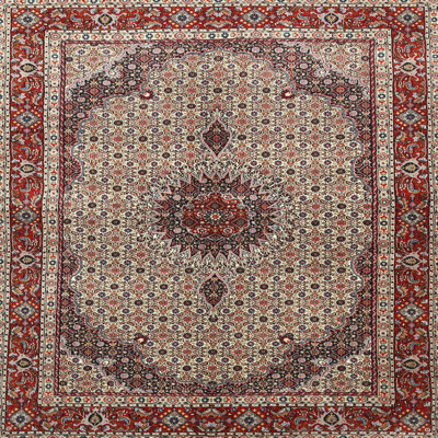 Tapis rouge/beige/noir traditionnel