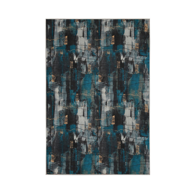 Tapis de couloir souple 2,6 x 4,9 pi | 100% polyester, hauteur de poils de 0,04 po | Antibactérien, antidérapant sous la surface | Tissé avec impression numérique 3D | Lavable à la machine | Durable et élégant pour les vestibules et les salons