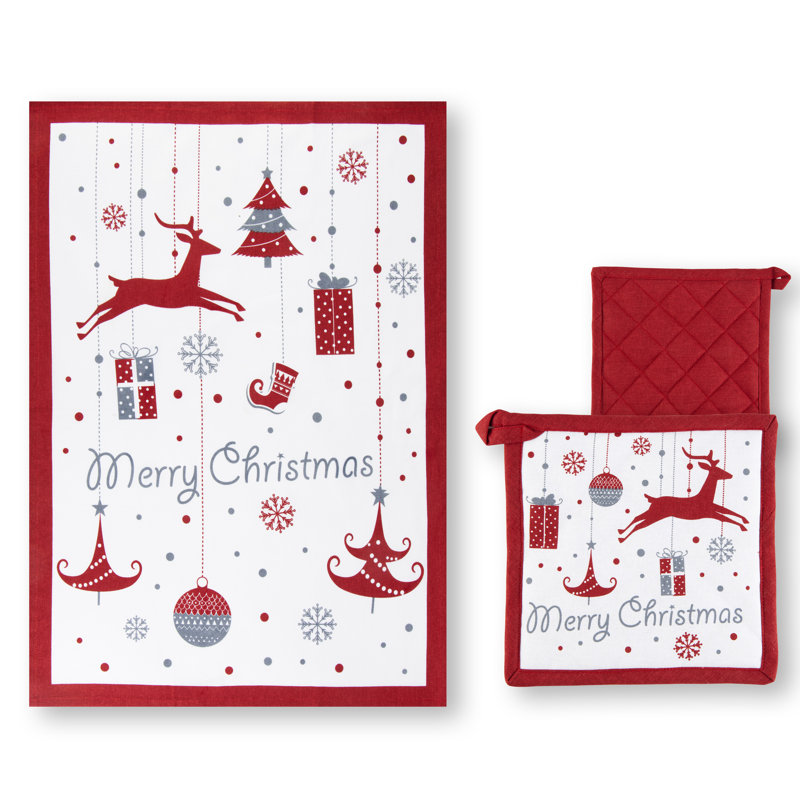 Merry Christmas Cotton Kitchen Towel Linen Set