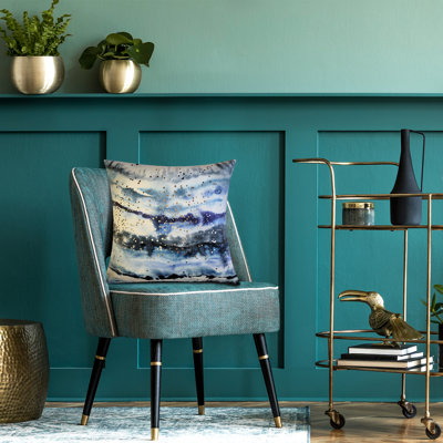Blue Nebula Print With Embroidery Decorative Pillow