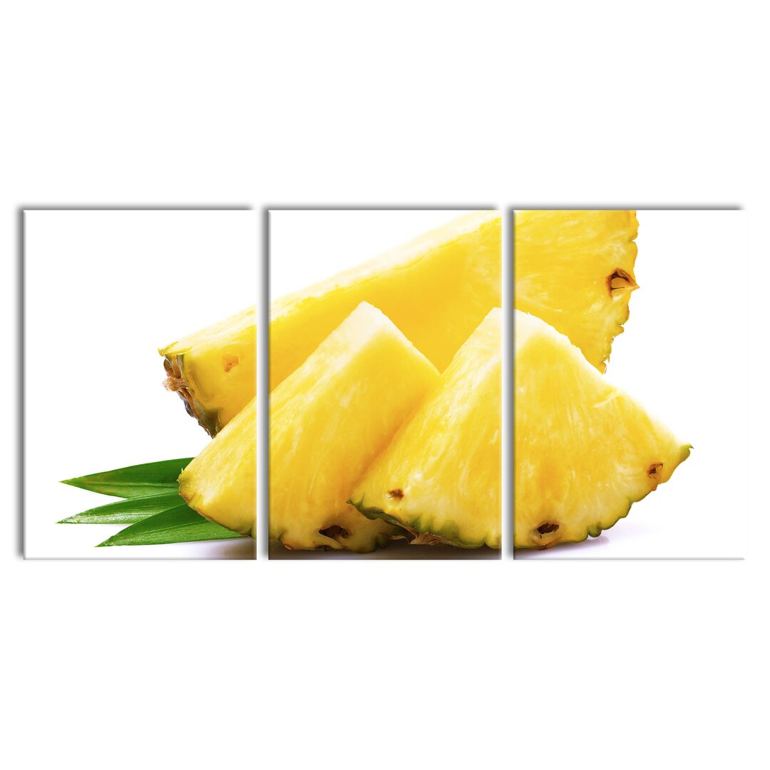 3-tlg. Leinwandbilder-Set Juicy Pineapple Slices