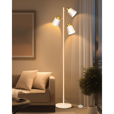 Tree Floor Lamps For Living Room, 67" Modern Standing Floor Lamp With 3 LED Bulb, Industrial Tall Lamp Reading Lighting, 3 Rotatable Light Heads