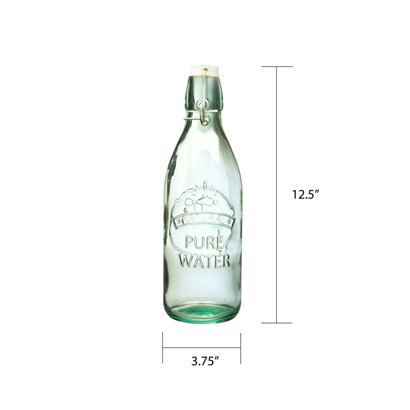 Ensemble de six bouteilles en verre embossées