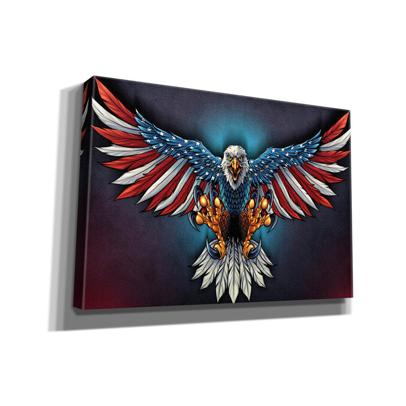 Impression sur toile Ruddell Eagle avec ailes de drapeau américain, H 18 po x l 26 po x P 0,75 po