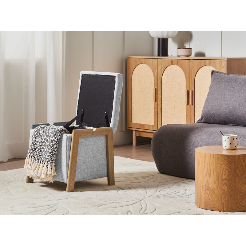 45cm Wide Square Solid Colour Pouffe Ottoman with Storage, Light Grey