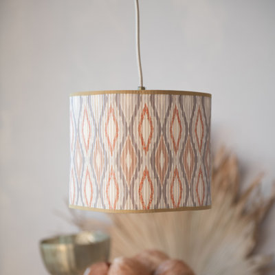 Lampe suspendue en bambou de forme organique avec motif imprimé