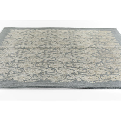 Eleanora Hand Tufted Wool Floral Blue Area Rug