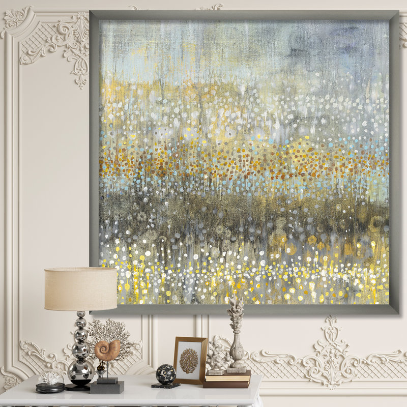 Glam Rain Abstract IV - impression, H 30 po x l 30 po x P 1 po, Cadre argenté