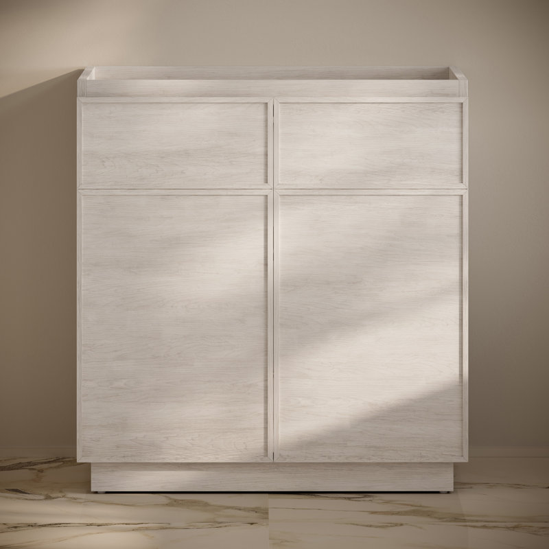 Armoire de salle de bain autoportante sans comptoir en chêne noir 36 po St. Tropez, Blanc