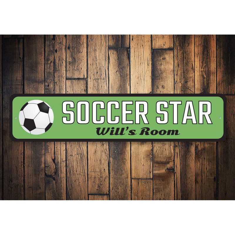 Enseigne de soccer en aluminium personnalisée, H 6 po x l 24 po x P 0,063 po