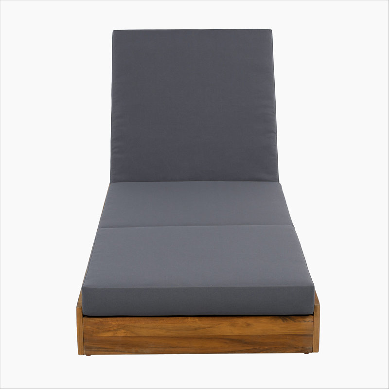 LOUNGE CHAISE SET, ACACIA SOLID WOOD WITH LOUNGE CUSHION (CREAM & TRIPLE FOLD) - MATCHING DARK GREY VERSION AVAILABLE