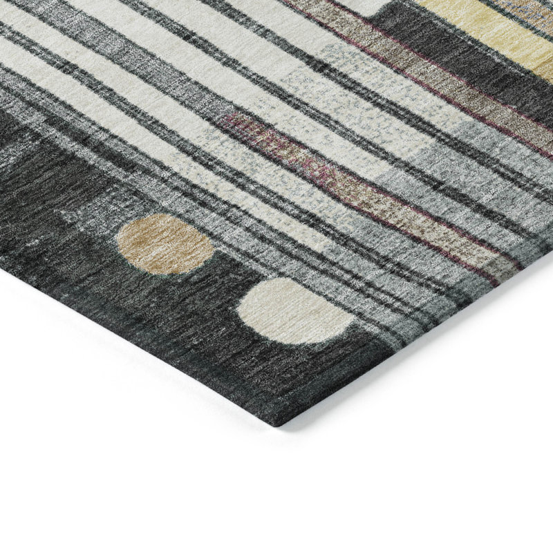Tapis géométrique intérieur / extérieur lavable à la machine Husby ACN2189, Rectangle 10 pi x 14 pi
