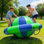  6.5x3.6 FT Inflatable Dome Rocker Water Bouncer with 500W Electric Pump – Max 380LB Capacity, 6 Handles, Blow Up Bouncer Ball for Outdoor & Water Fun