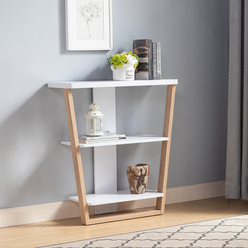 Console contemporaine avec trois tablettes ouvertes