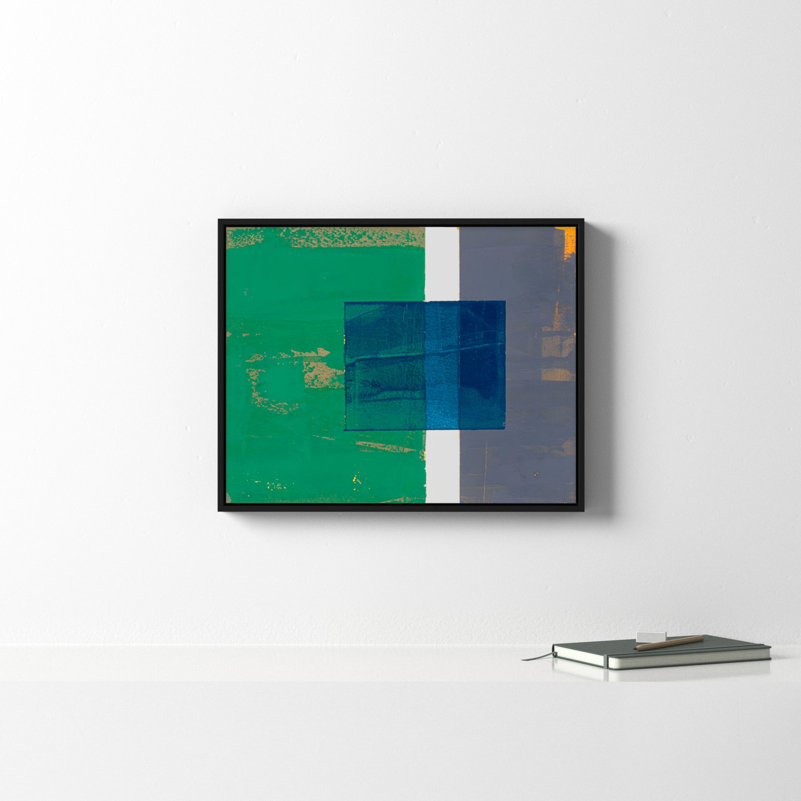 Bold In Blue 1 by Andrea Stokes, Black Framed, 40" H x 50" W x 1.25" D