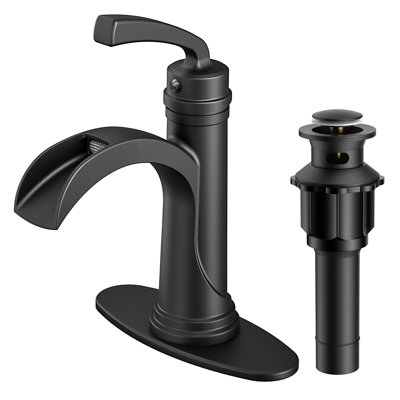 Single-Hole Single-Handle Bathroom Faucet With Drain Assembly