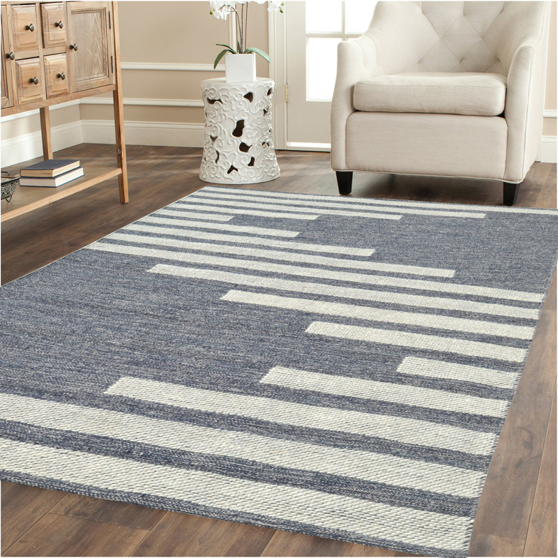 Tapis de coton crocheté à la main/gris laine Vassar, Rectangle 8 pi x 10 pi