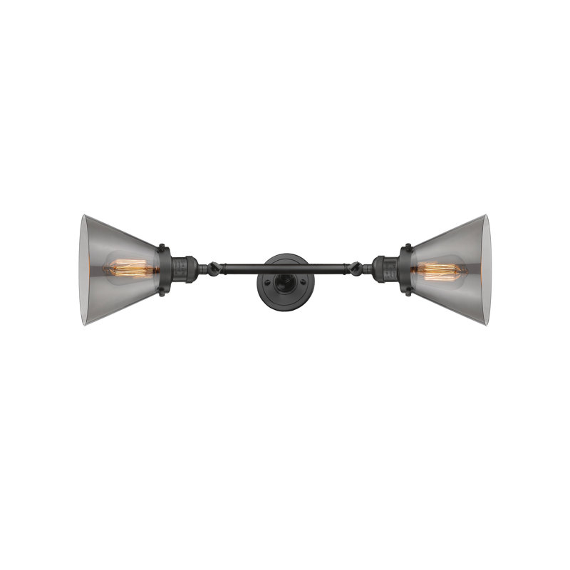 Applique murale articulée à 2 lumières à intensité variable Castine, H 11 po x l 18 po, Fumée, Bronze huilé