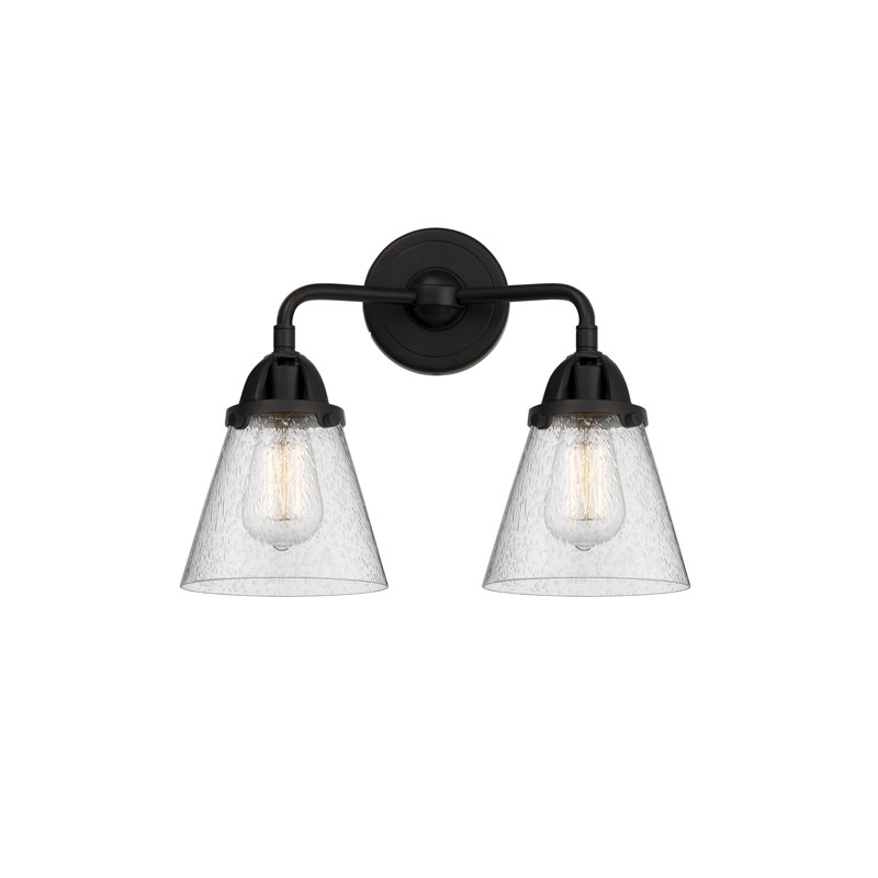 Éclairage pour meuble-lavabo à 2 cônes 6 po, 2 lumières et 14 po Shauna, Noir mat, Incandescente