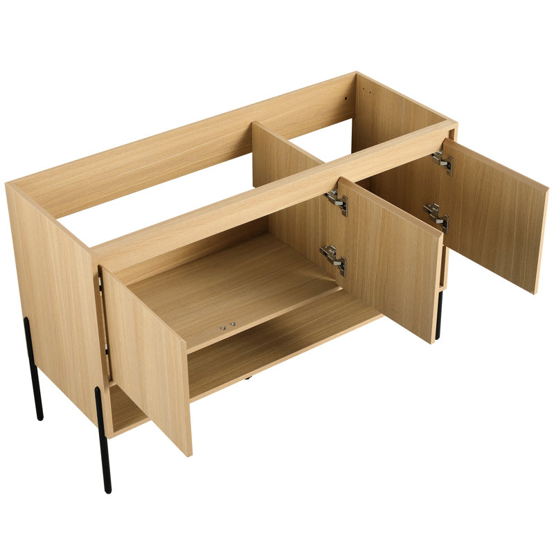 Armoire de rangement 48 po pour salle de bain en bois d'ingénierie à 3 portes en chêne moderne