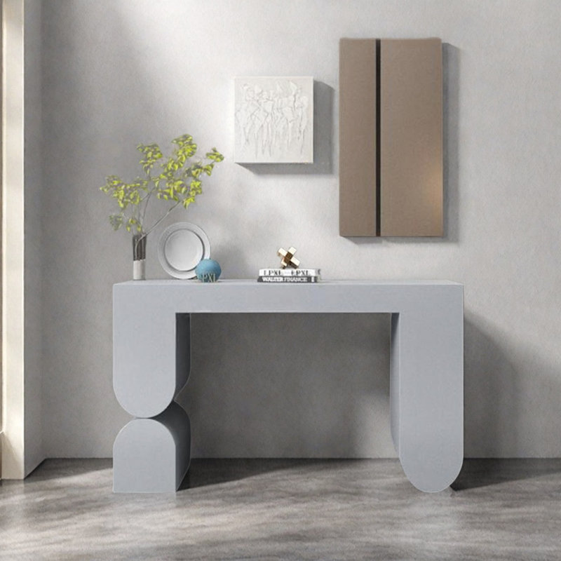 Modern Minimalist Console Table, 35.43" H x 55.12" W x 15.75" D, Greyish Blue