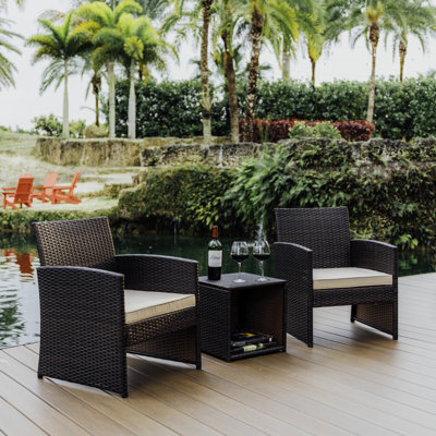 Jacinta 2 - Person Wicker Outdoor Seating Group with Cushions