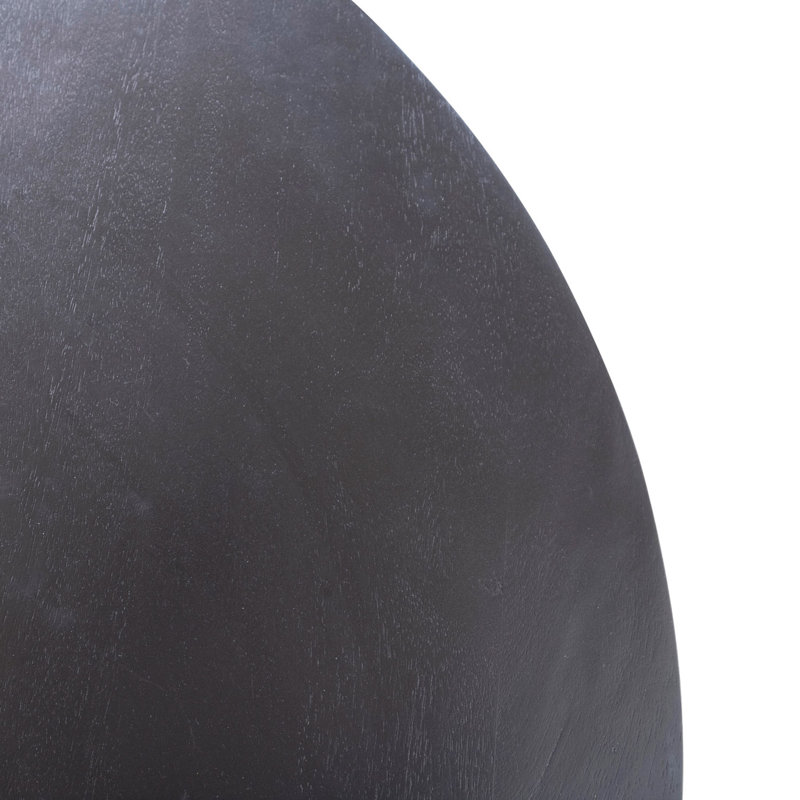 Table ronde en bois de manguier avec base nervurée teintée, Noir