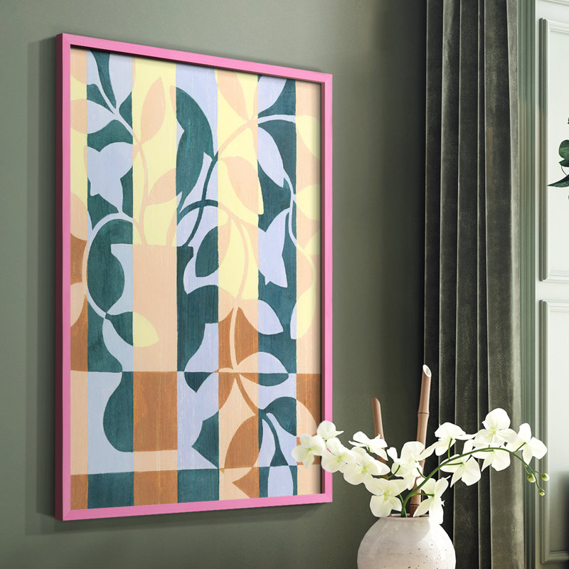«Chequered Cutting II», reproduction encadrée - bois massif, Rose, H 10 po x l 8 po